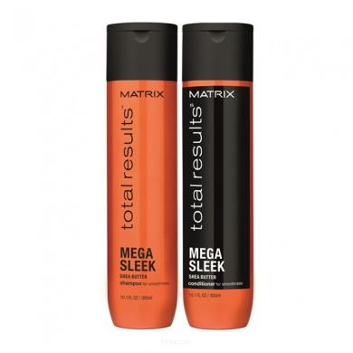 Matrix Mega Sleek, zestaw wygładzający szampon + odżywka 2x300 ml