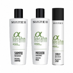 Selective Alpha Keratin, zestaw utrzymujący efekt prostowania keratynowego, szampon+maska+spray