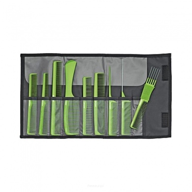 Zestaw grzebieni Jaguar, 9 szt w etui, kolor zielony